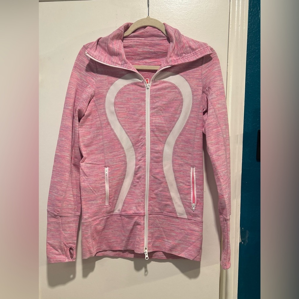 Lululemon Pink Heathered Define Jacket with White Accents